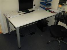 *White Office Table on Silver Legs 80x160