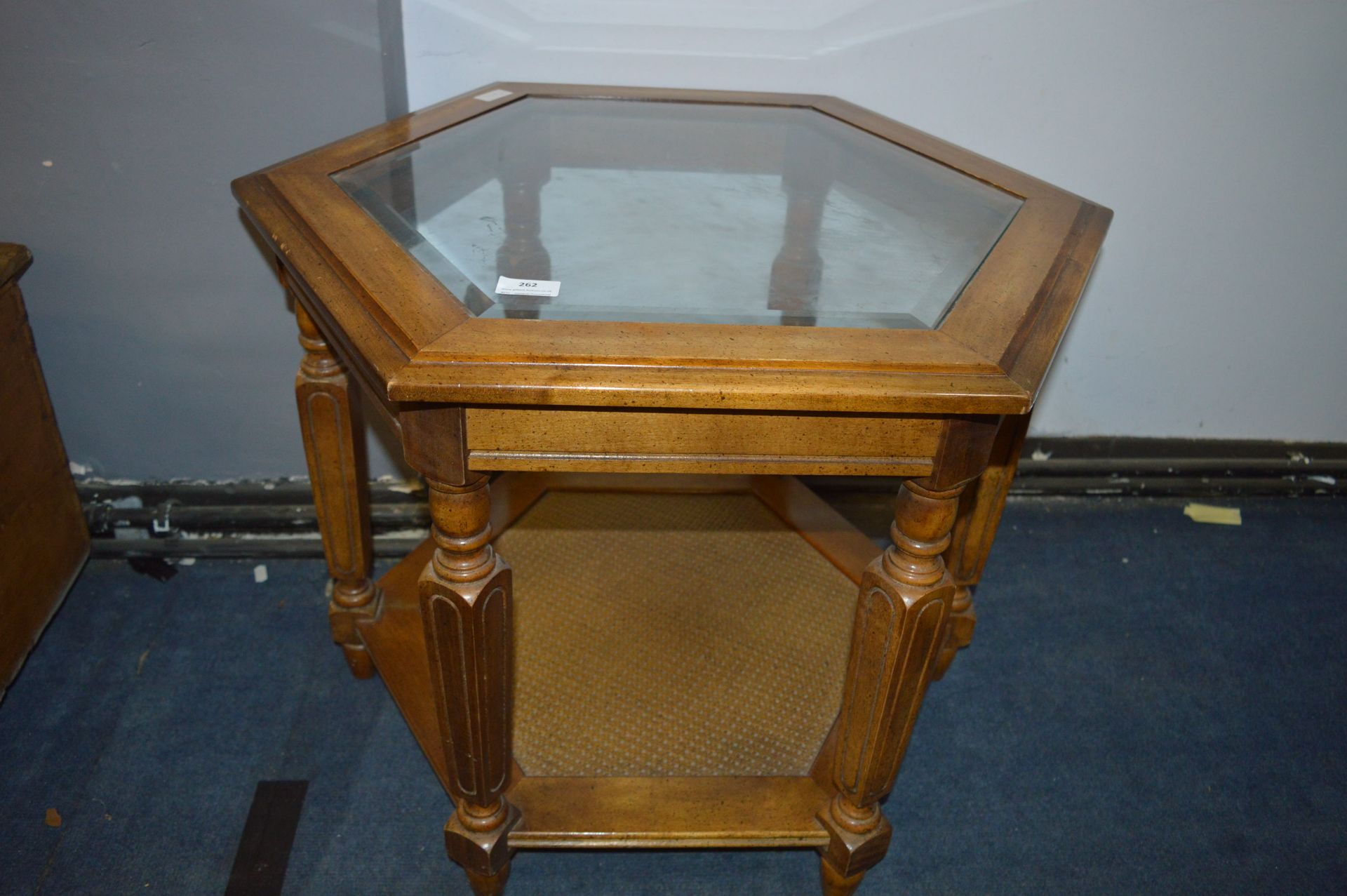 Hexagonal Glass Topped Coffee Table