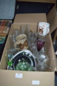 Box Containing Glassware and Pottery, etc.