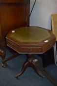 Small Octagonal Leather Topped Side Table