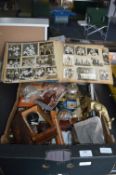 Box of Vintage Items Including Christmas Card Albu