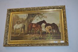 Gilt Framed Print - Horses