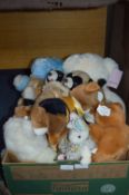 Box Containing a Large Collection of Soft Toys