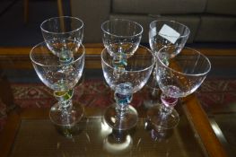 Set of Six Hand Thrown Wine Glasses with Twist Ste