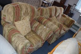 Classical Pattern Upholstered Two Seat Sofa and Ma