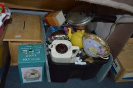 Large Crate Containing Kitchenware; Breadbin, etc.