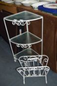 Three Height Metal & Glass Plant Shelves and a Mat