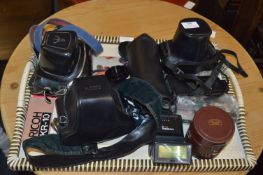 Tray Containing Vintage Cameras Including Ricoh, P