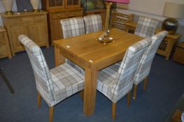Oak Furniture Land Table with With Six Plaid Uphol