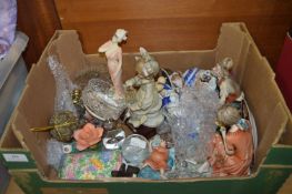 Box of Pottery and Glass Ornaments