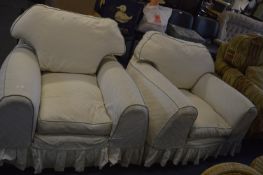 Pair of White Upholstered Armchairs