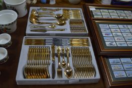 Two Sets of 23ct Gold Plated Cutlery