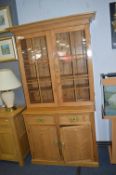 Pine Bookcase with Glazed Doors