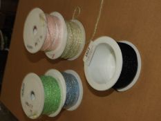 Five Rolls of Decorative Sparkly Ribbon