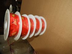 Five Rolls of Red Chicken & Egg Decorative Ribbon