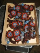 Box Containing 20 Wool and Bead Decorative Brooche