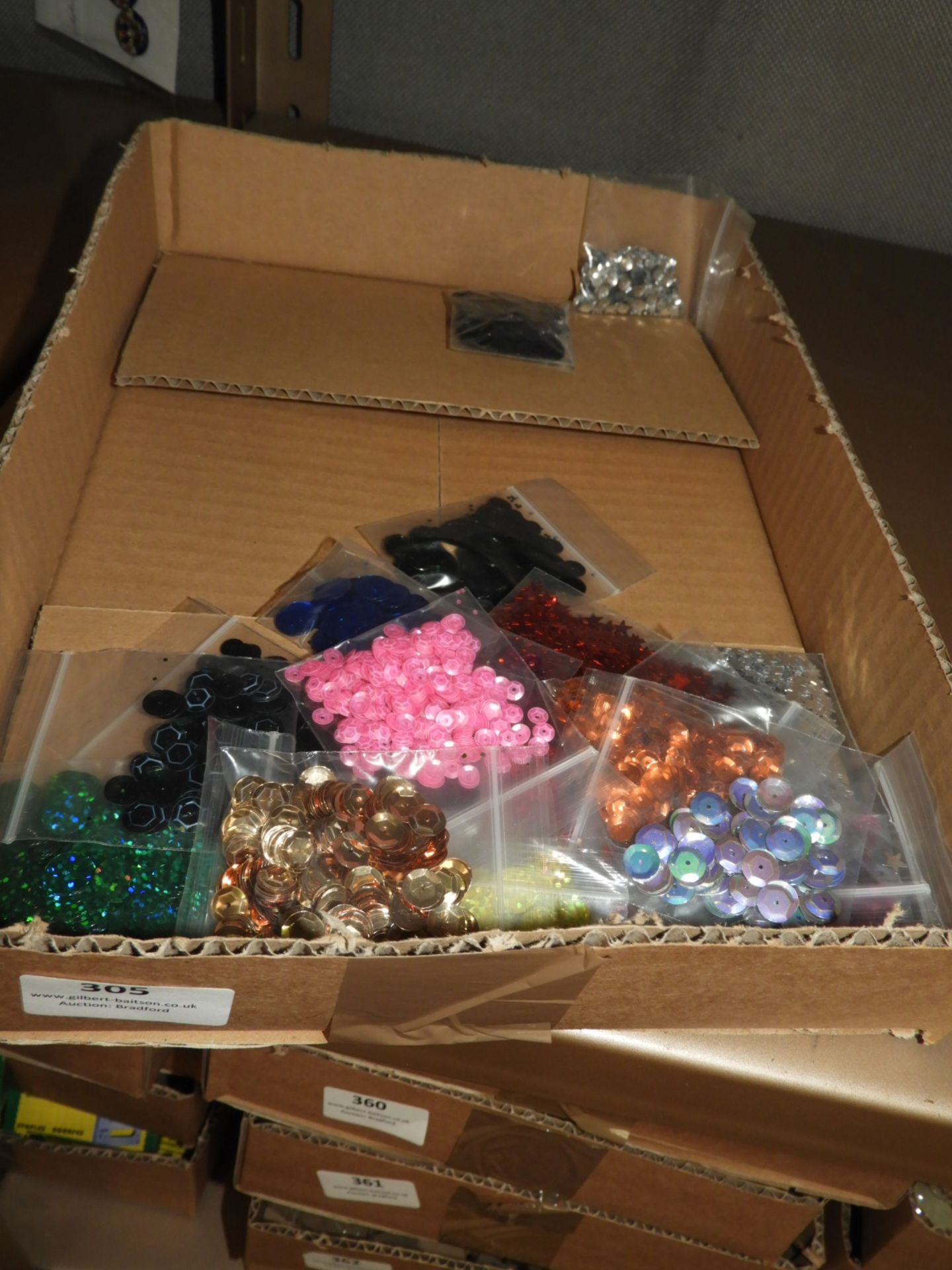 Box Containing 20 Packs of Mixed Sequins