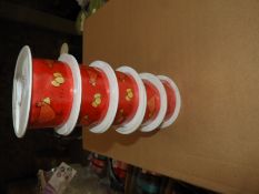 Five Rolls of Red Chicken & Egg Decorative Ribbon