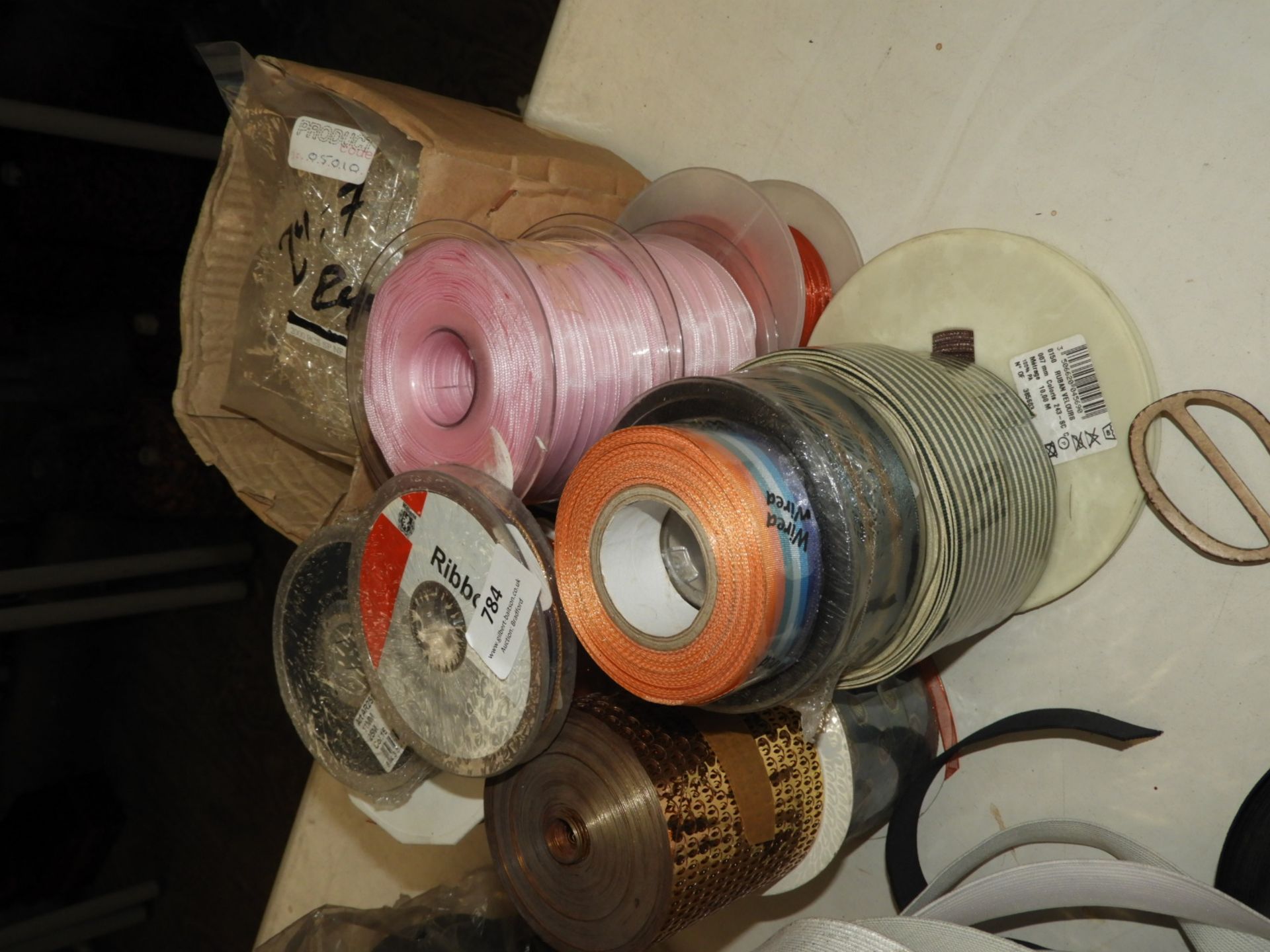 Quantity of Assorted Ribbon, Pins, etc.