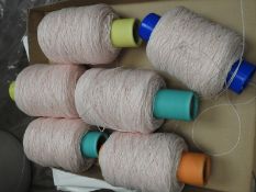 Six Cones of Pink Knitting Wool