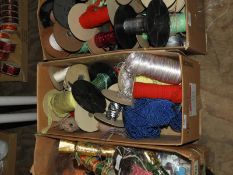 Box of Assorted Mixed Threads, Sequin Braids, etc.