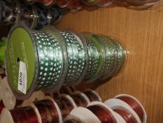 Five Rolls of May Arts Green & White Star Ribbon