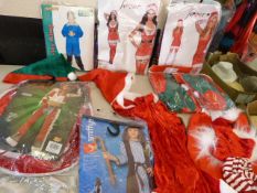 *Box of Christmas Costumes Including Santa, Sexy S