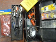 Toolbox and Contents of Welding Gloves, Ratchet,