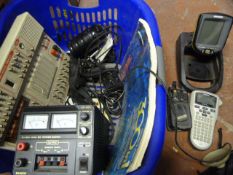 Basket of Electronic Including Two Way Radio, Hum