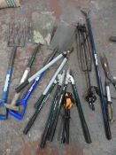 Quantity of Garden Tool Including Sheers, Spades,