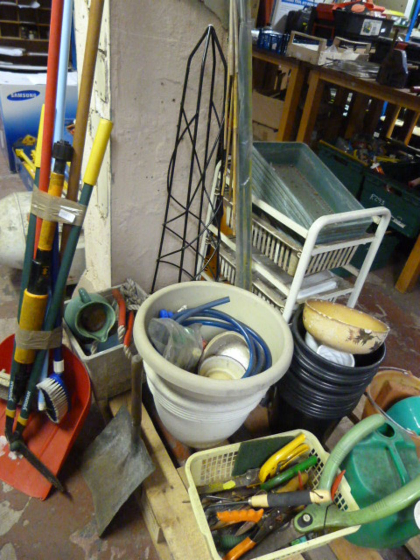 Pallet of Garden Tools and Accessories Including H