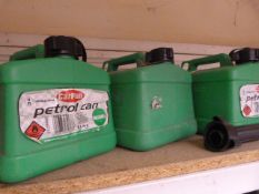 Three 5L Plastic Petrol Cans
