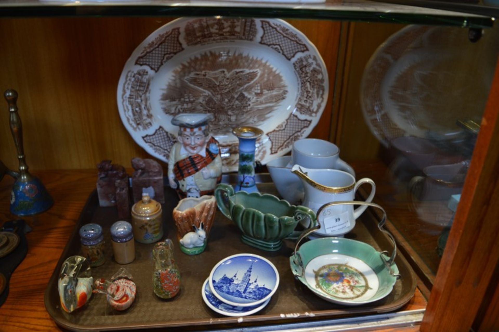 Tray Lot of Assorted Pottery Items Including Ameri