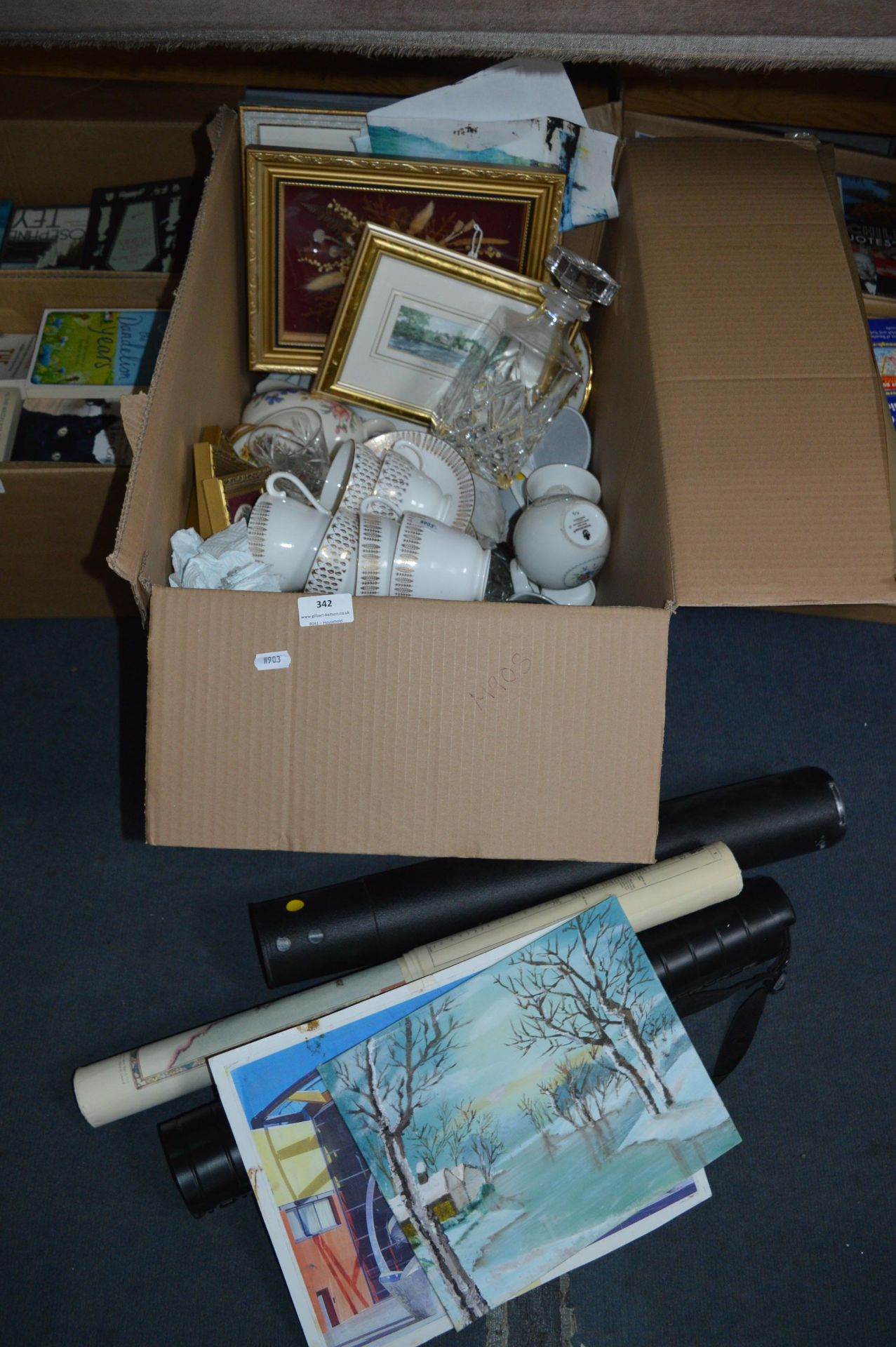 Box Containing a Large Quantity of Pottery, Glass