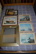 Seven Assorted Framed Pictures and One Mirror