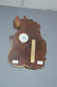 Burr Walnut Wall Mounted Barometer/Thermometer