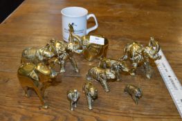 Ten Small Brass Elephants