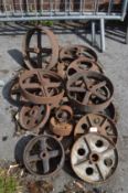 Large Collection of Cast Iron Wheels