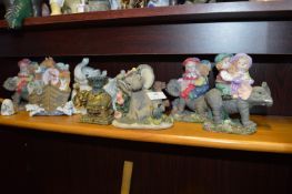 Collection of Nine Small Elephant Figurines