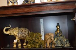 Four Assorted Elephants Including One Ivorine, One