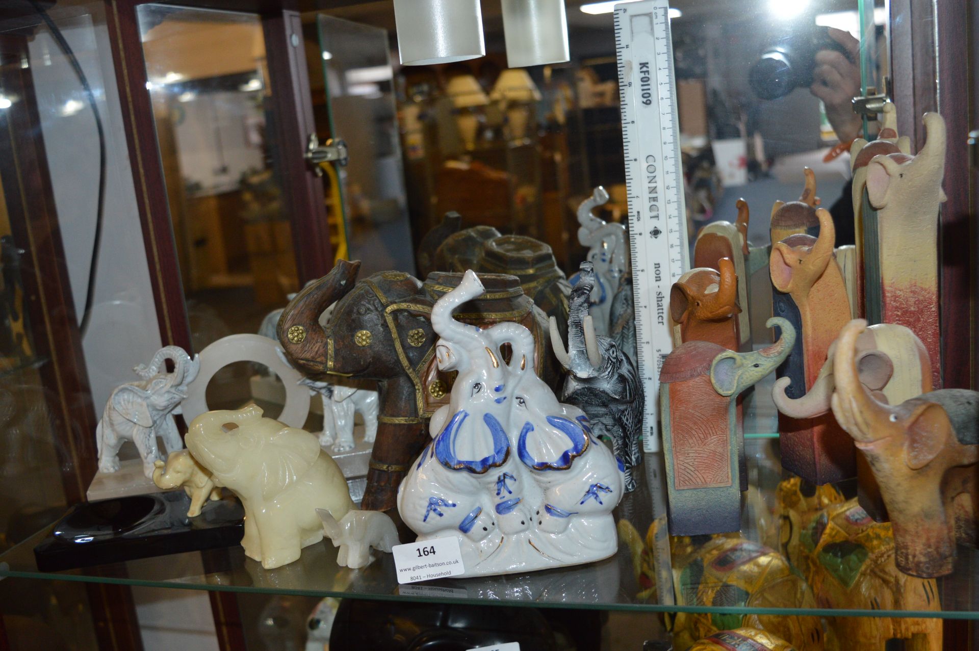 Twelve Assorted Elephants Including Ashtray, Carve