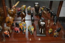 Sixteen Assorted Small Elephants Including Painted