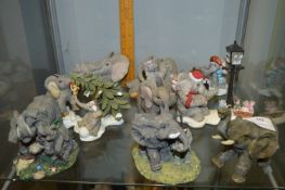 Three Elephant Figurines Including Tuskers,