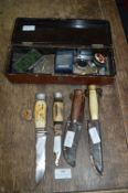 Lacquered Box Containing a Collection of Knives, C