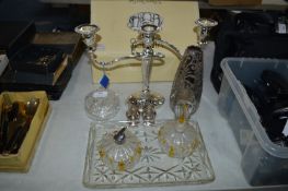 Collection of Cut Glass and a Candelabra, etc.