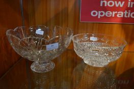 Two Cut Glass Crystal Fruit Bowls