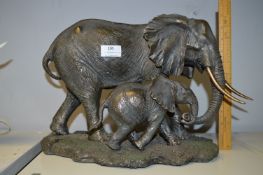 Mother & Calf Elephant Resin Figurine