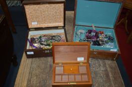 Three Vintage Boxes Containing Costume Jewelry (AF
