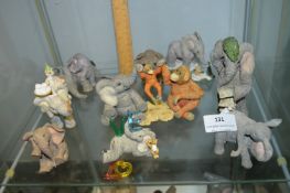 Nine Assorted "Playful" Elephants with Orangutans,