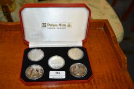 Five Commemorative Camelot Coins in Collectors Cas